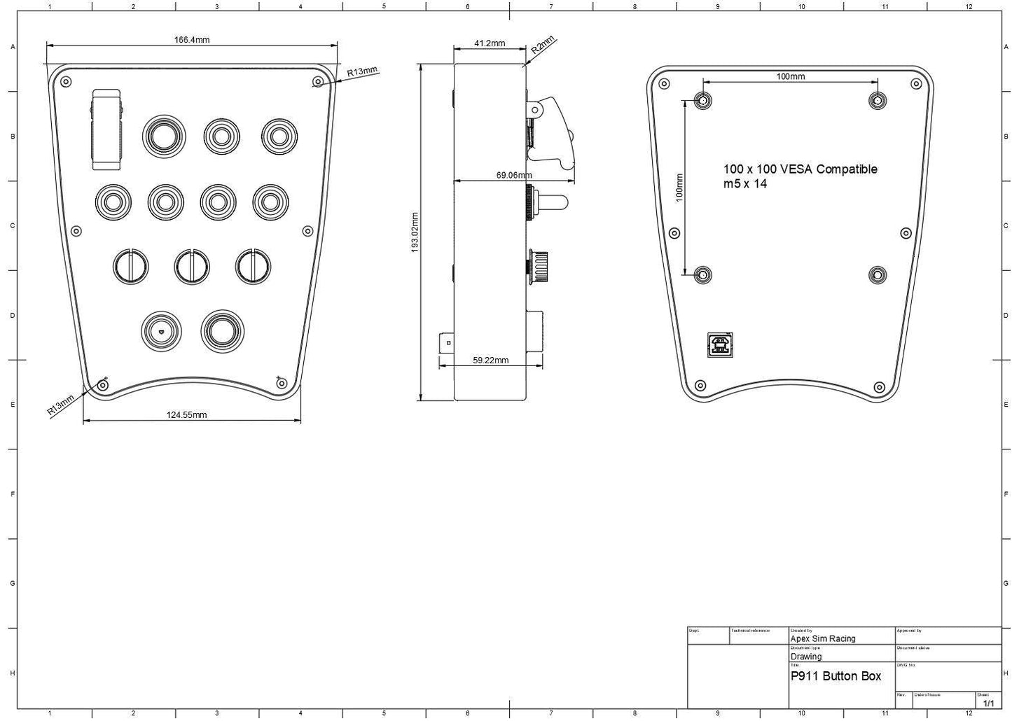 P911 Sim Racing Button Box