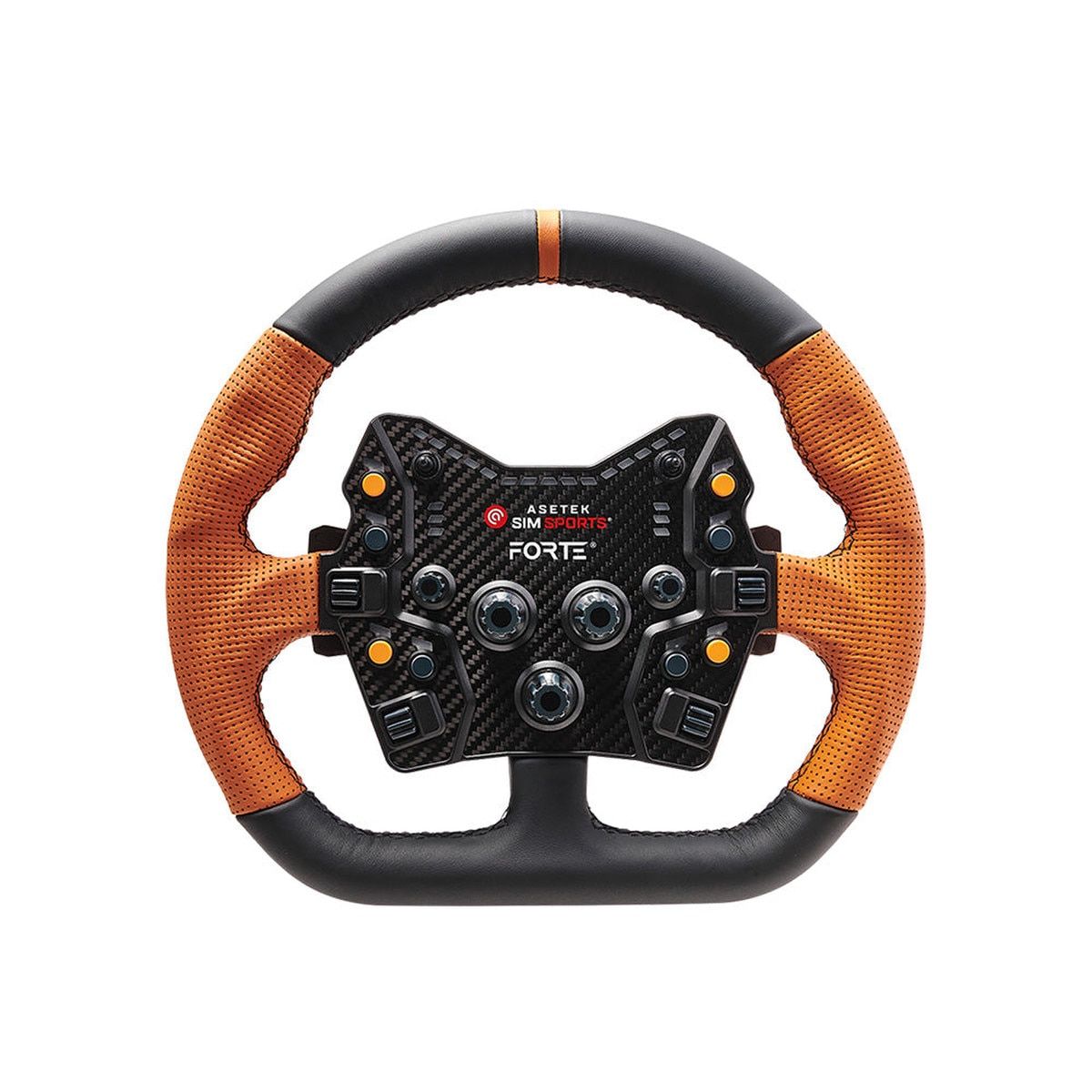 Asetek SimSports Closed D Black With Orange Leather Stripe Steering Wheel Rim