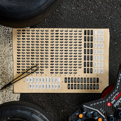 Asetek SimSports Button Label Sticker Sheet - White