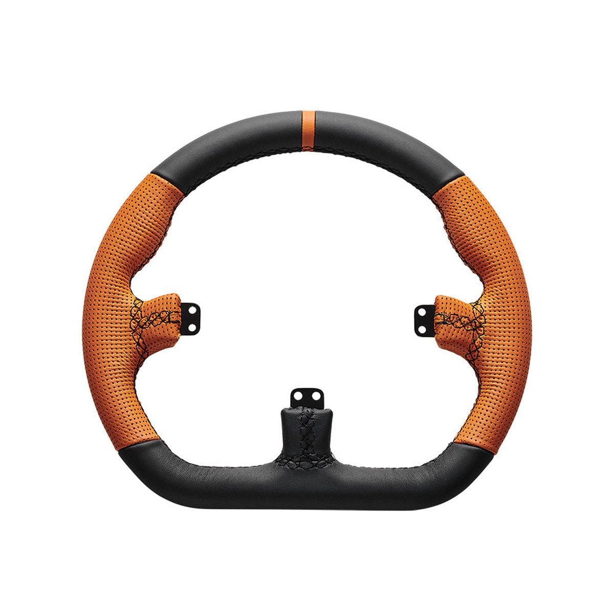 Asetek SimSports Closed D Black With Orange Leather Stripe Steering Wheel Rim