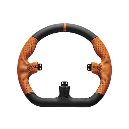 Asetek SimSports Closed D Black With Orange Leather Stripe Steering Wheel Rim