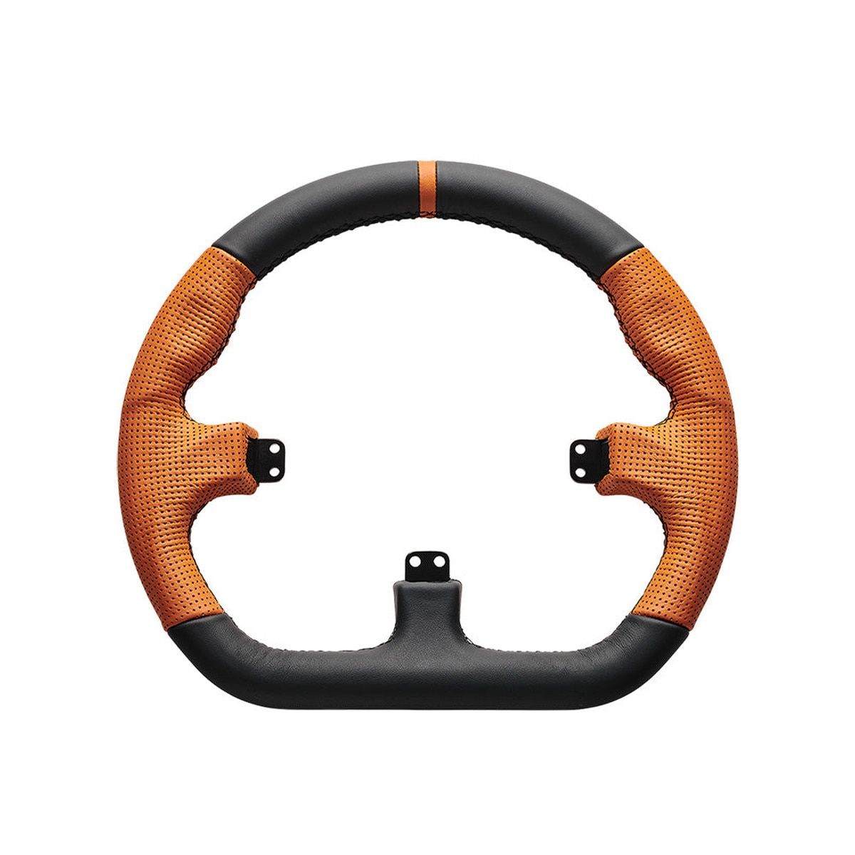 Asetek SimSports Closed D Black With Orange Leather Stripe Steering Wheel Rim