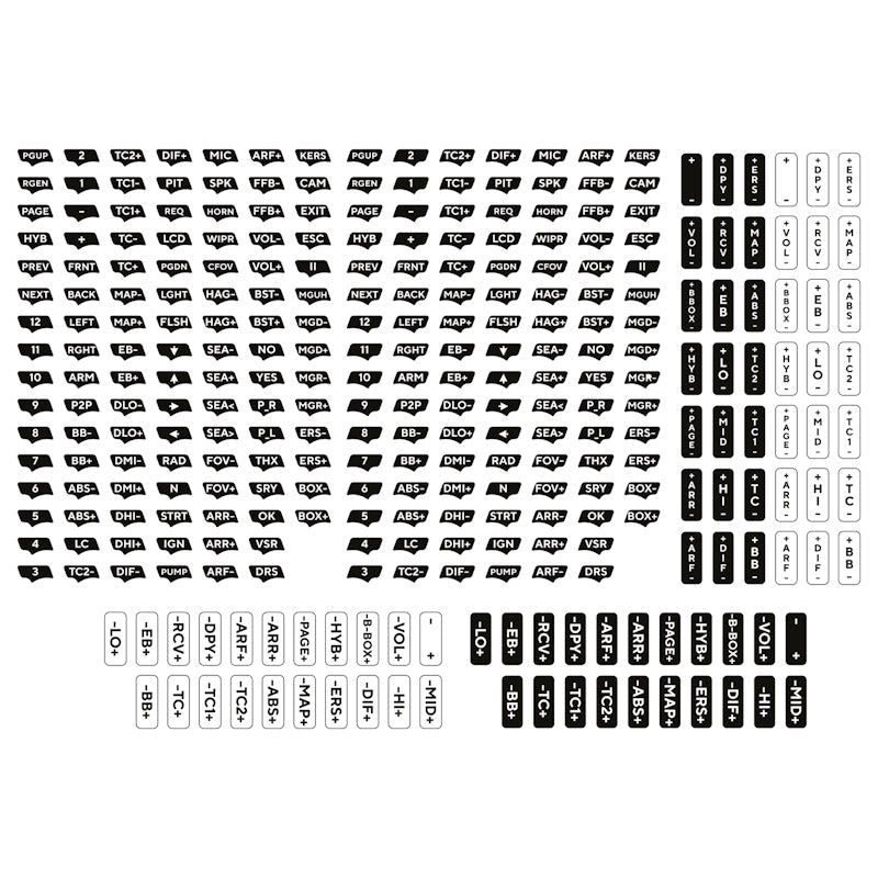 Asetek SimSports Button Label Sticker Sheet - White