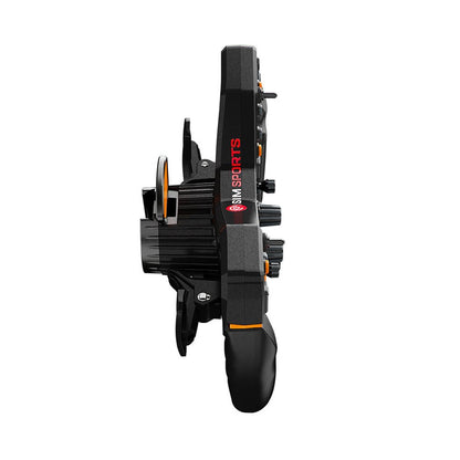 Side profile of the Asetek Forte Formula Wheel showing slim carbon fiber structure