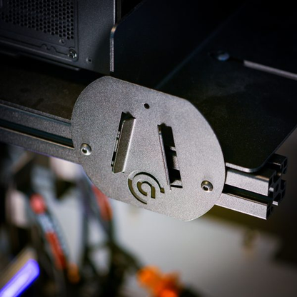 Overview of Asetek SimSports steering wheel mount with front and side visible