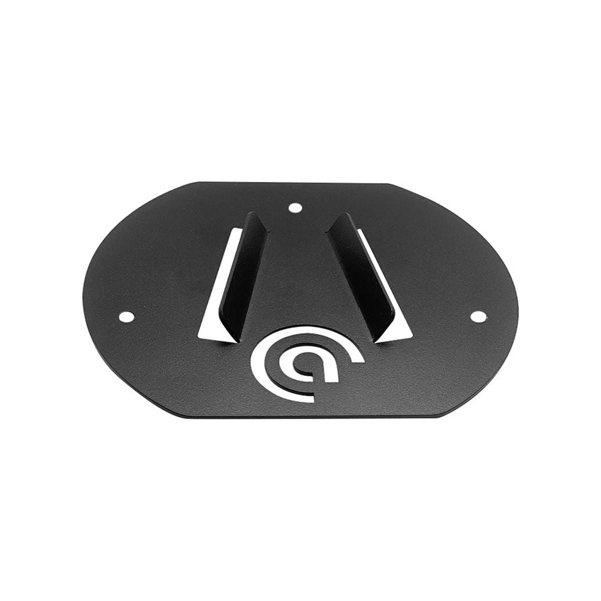 Flat view of Asetek SimSports steering mount showing mounting holes and base