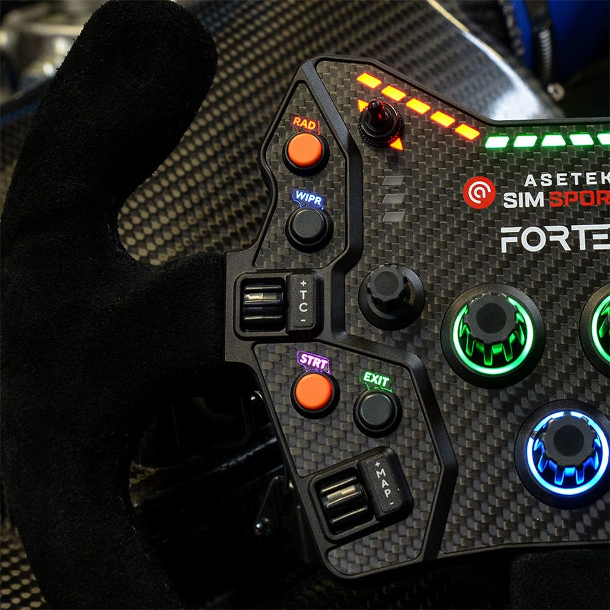 Asetek Transparent Sticker Set applied to sim rig components