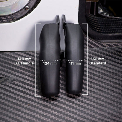 Side view of the Asetek XL handle showing mounting orientation and grip curve