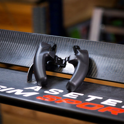 Top-down view of Asetek XL handle unmounted, displaying full shape and surface texture